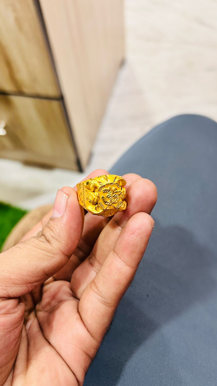 OM Symbol Gold Forming Rajwadi Style Ring