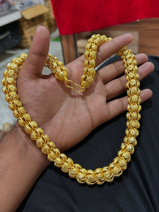 GOLD PLATED BROAD GAJRA DESIGN CHAIN
