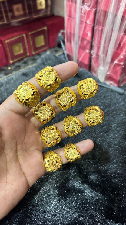 Gold Plated Nakashi Rajwadi  Ring For Men's