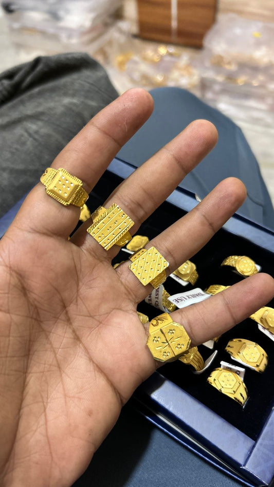 Gold Plated 4 Pcs Ring Combo