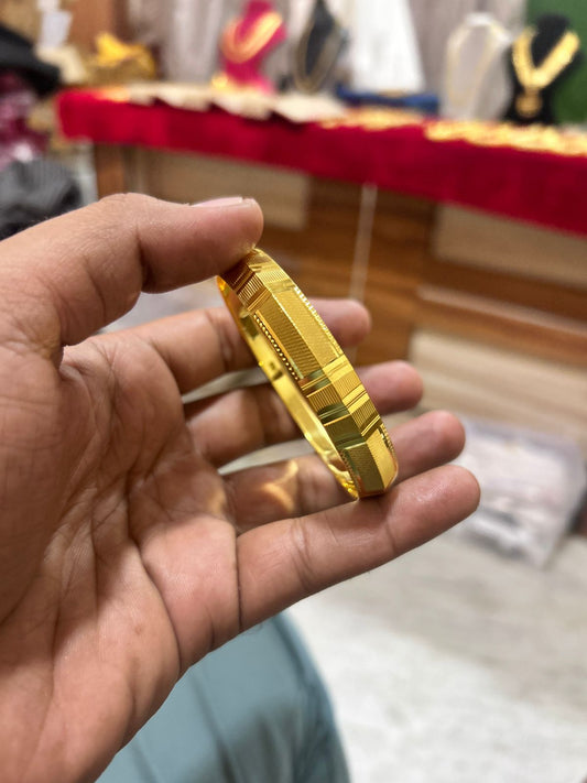 Gold Plated Punjabi CNC Kada , Trending Design