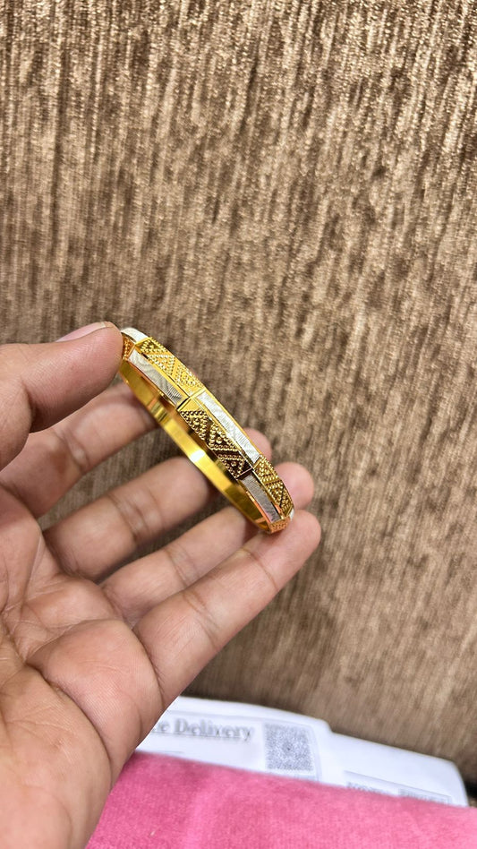 Gold Plated With Rodium Finishng Designer Kada