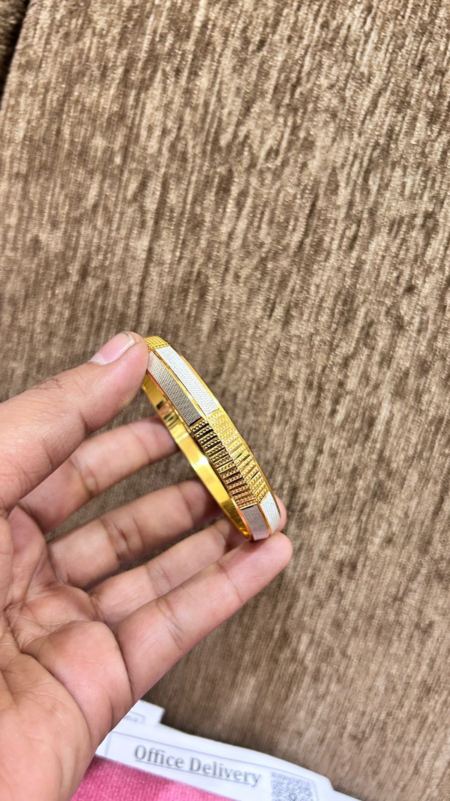 Men's Gold With Rodium Plating CNC Stylish Kada