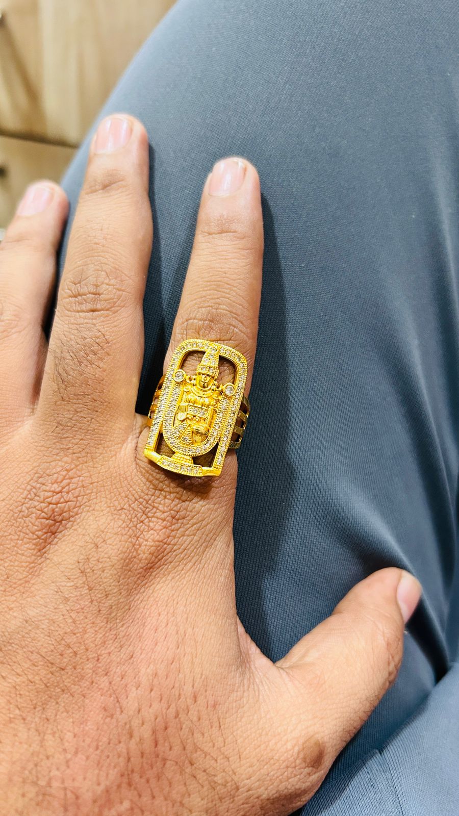 🔥 Tirupati Balaji Gold Plated Ring for Men – Divine Power Statement 🙏