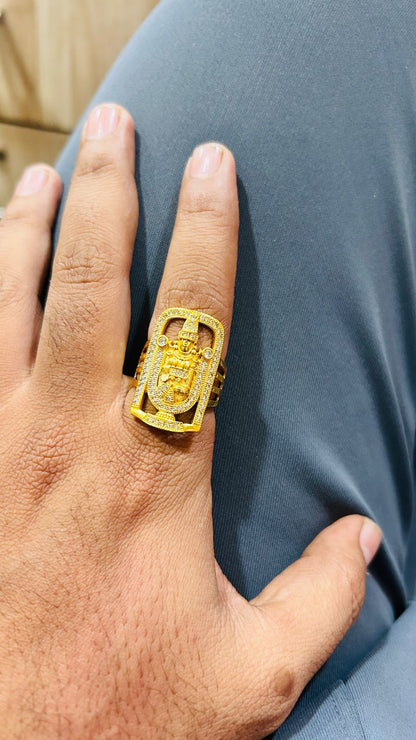 🔥 Tirupati Balaji Gold Plated Ring for Men – Divine Power Statement 🙏