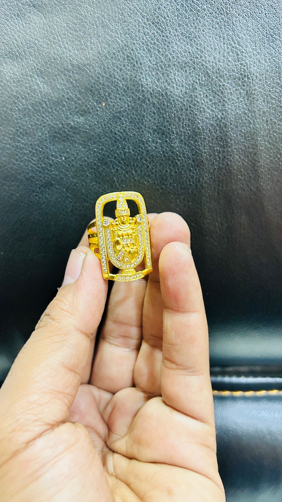 🔥 Tirupati Balaji Gold Plated Ring for Men – Divine Power Statement 🙏