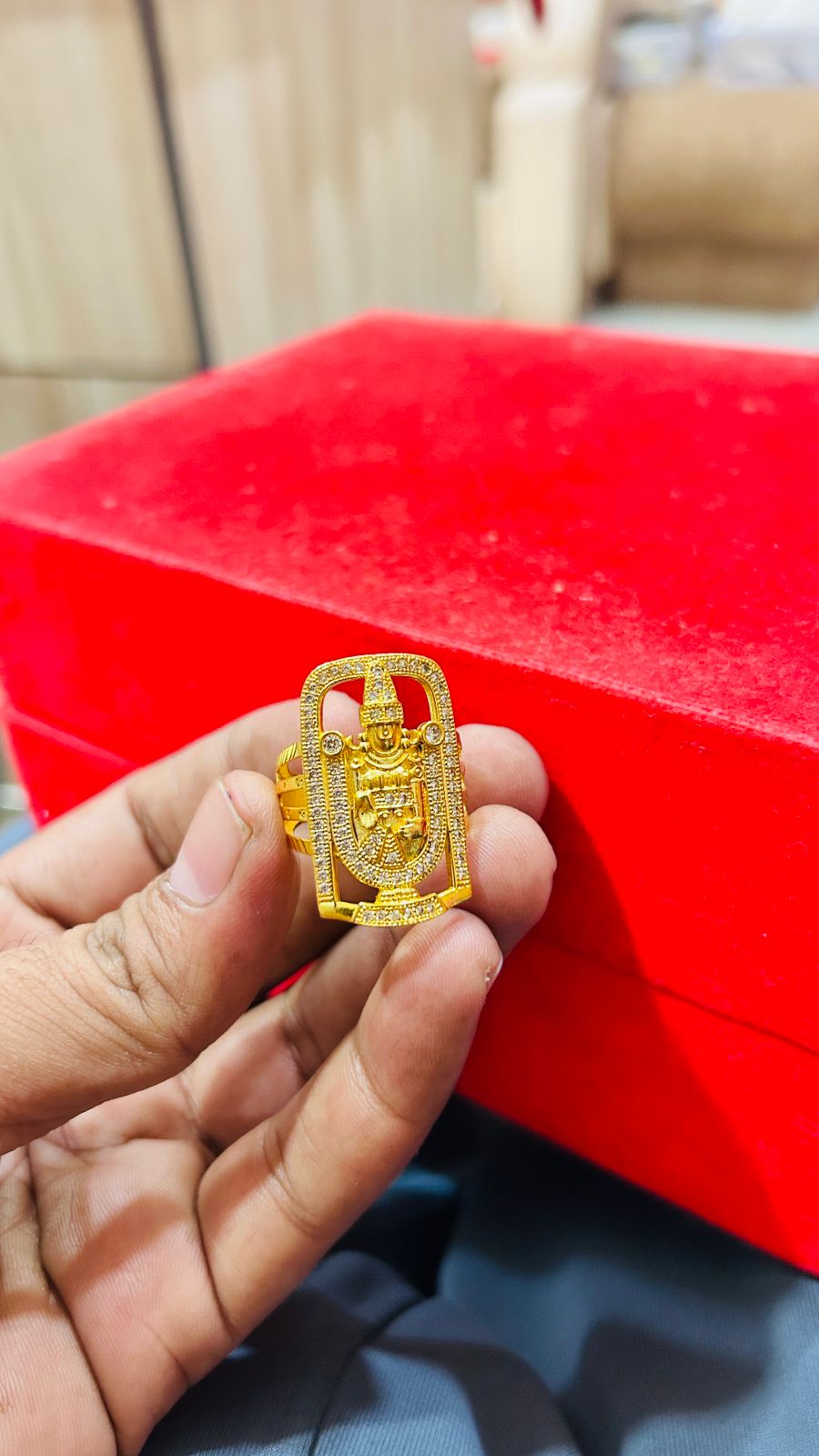 🔥 Tirupati Balaji Gold Plated Ring for Men – Divine Power Statement 🙏