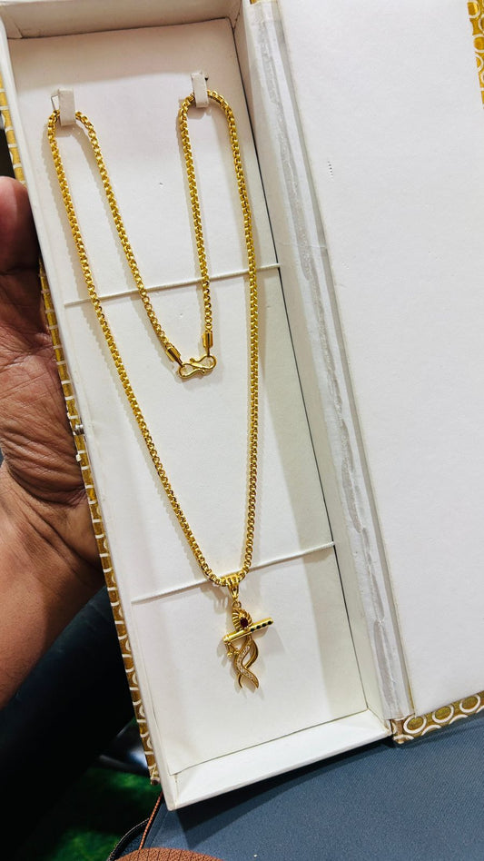 🔥 Krishna Pendant Gold Plated Slim Chain Combo for Men – Spiritual Charm Look 🙏