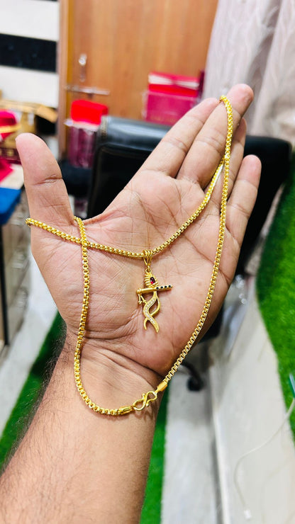 🔥 Krishna Pendant Gold Plated Slim Chain Combo for Men – Spiritual Charm Look 🙏