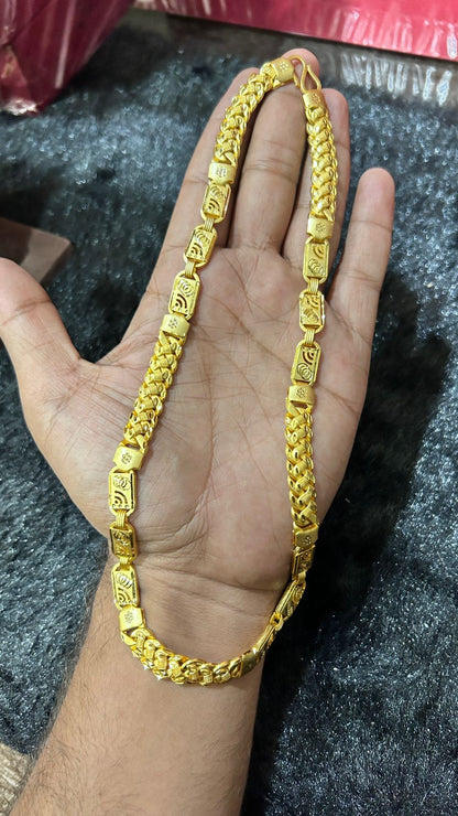 ✨ Royal Block Link Gold Plated Men’s Chain 👑