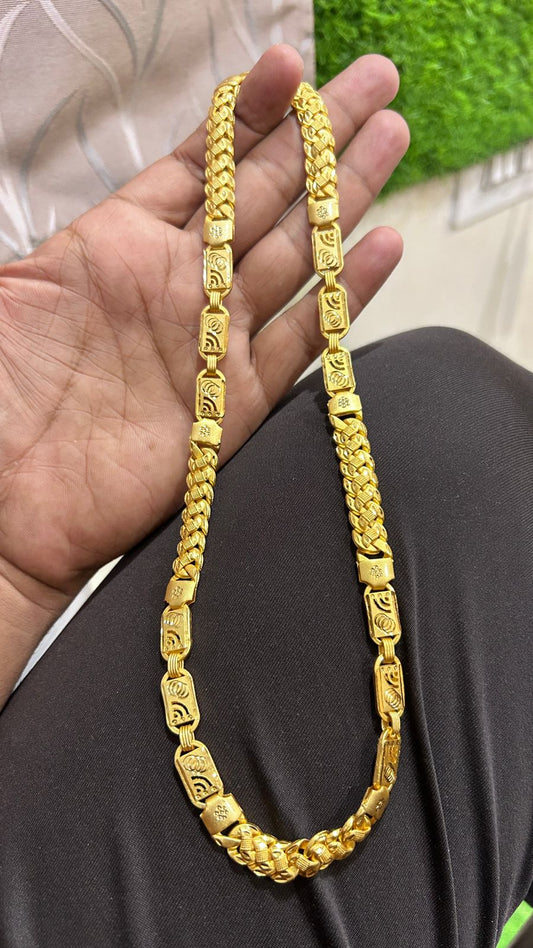 ✨ Royal Block Link Gold Plated Men’s Chain 👑