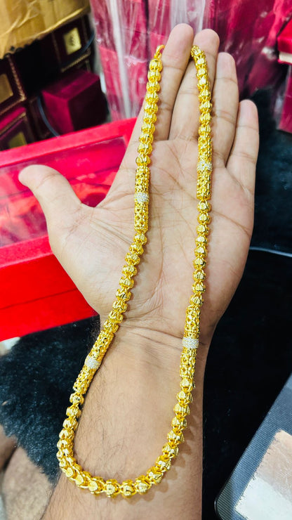 Royal Gold Plated Casting Slim Gajra Chain For Men 👑