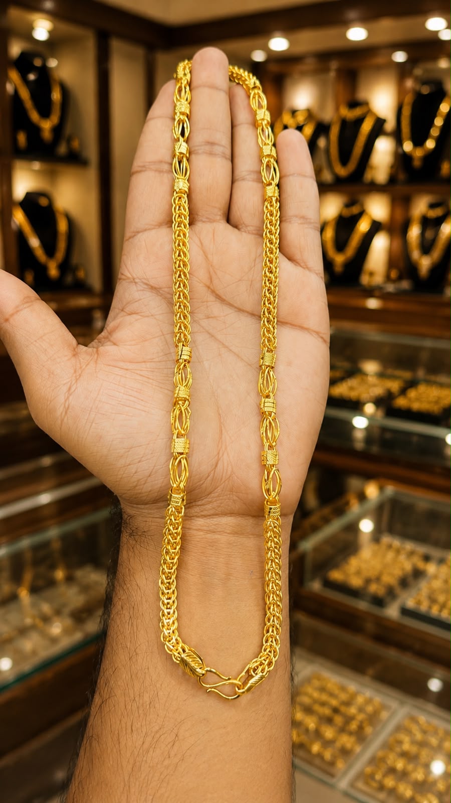 Premium Gold Plated Men's Indo Chain | Three Step Cutting Ball Design
