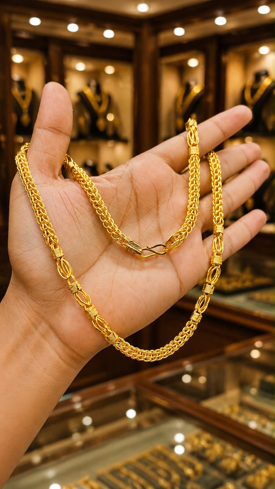 Premium Gold Plated Men's Indo Chain | Three Step Cutting Ball Design