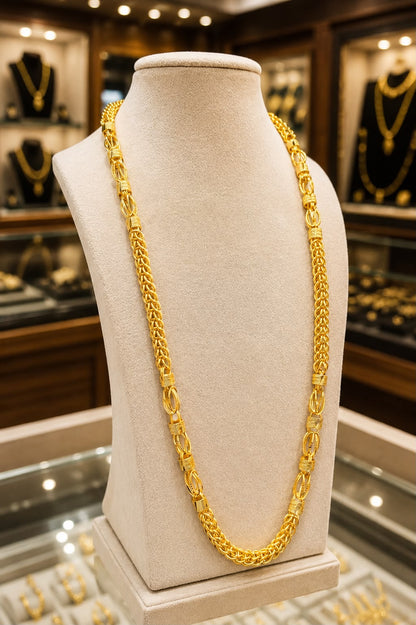 Premium Gold Plated Men's Indo Chain | Three Step Cutting Ball Design