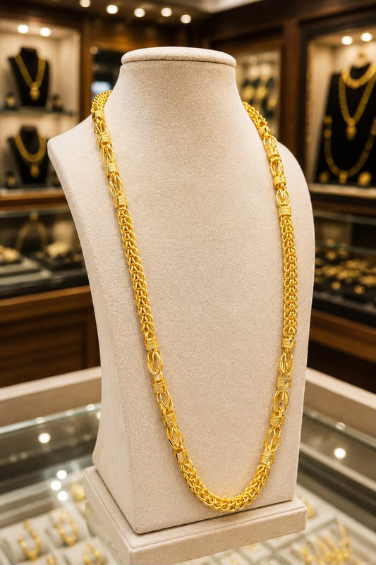 Premium Gold Plated Men's Indo Chain | Three Step Cutting Ball Design