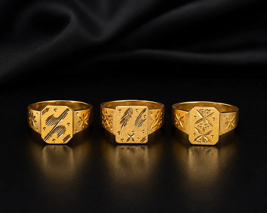 Premium Gold Plated Men’s Ring Combo (Pack of 3)