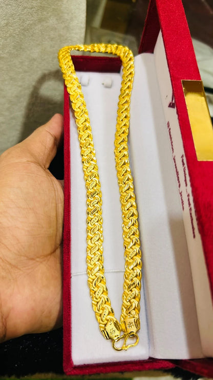 Premium Gold Plated Pokal Leaf Design Chain For Men's