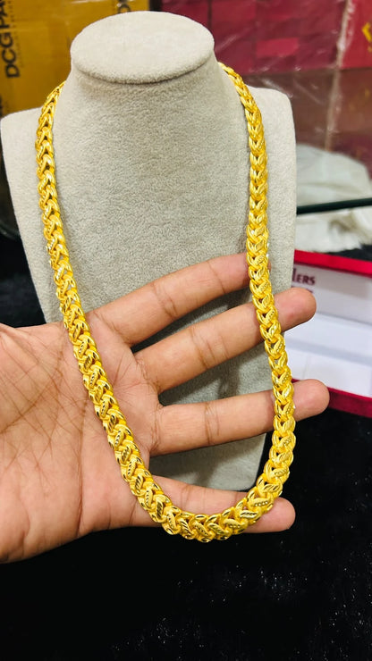 Premium Gold Plated Pokal Leaf Design Chain For Men's