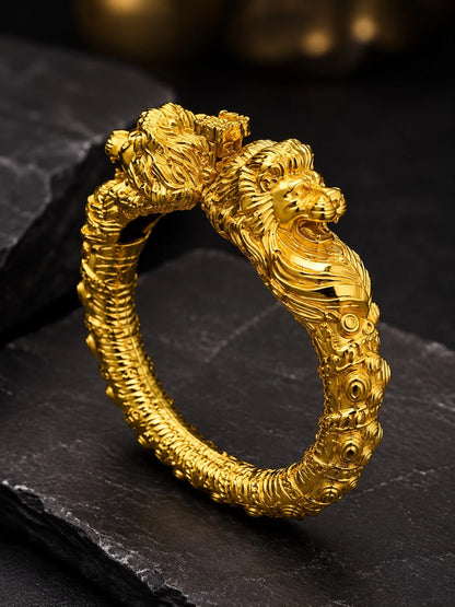 Gold Plated Premium Lion Face Kada