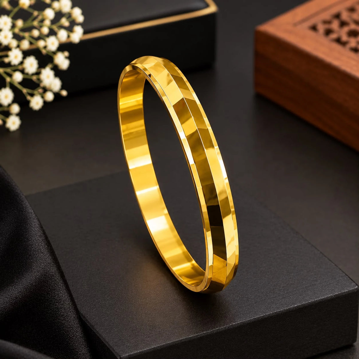 Premium Gold Plated Plain CNC Punjabi Kada
