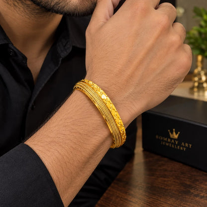 Premium Men's Gold Plated CNC Designer Kada