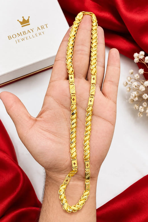 Premium Gold Plated Lotus With Nawabi Chain For Men's