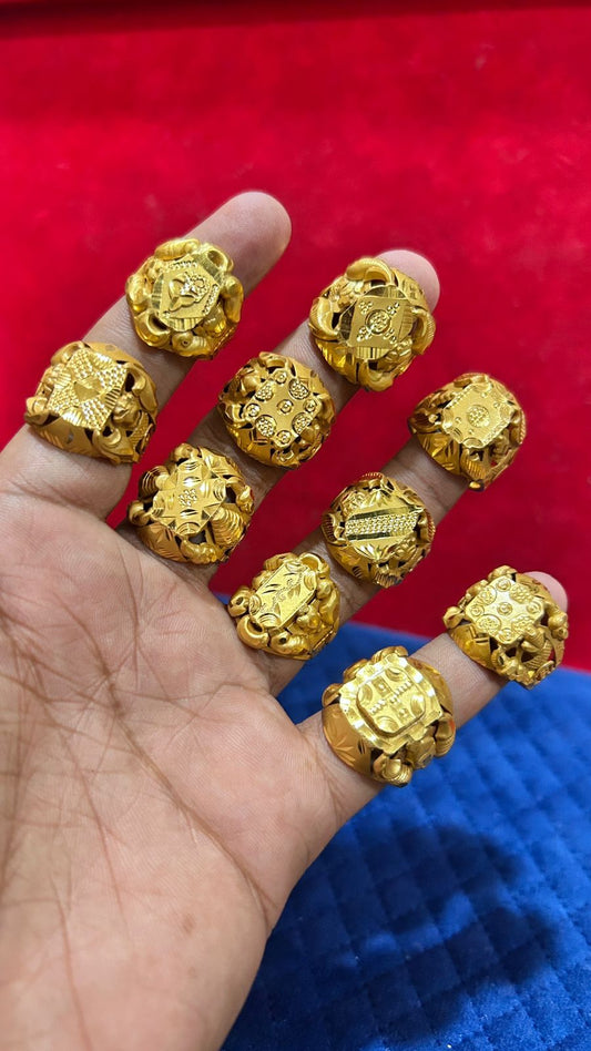 Gold Plated Nakashi Rajwadi  Ring For Men's