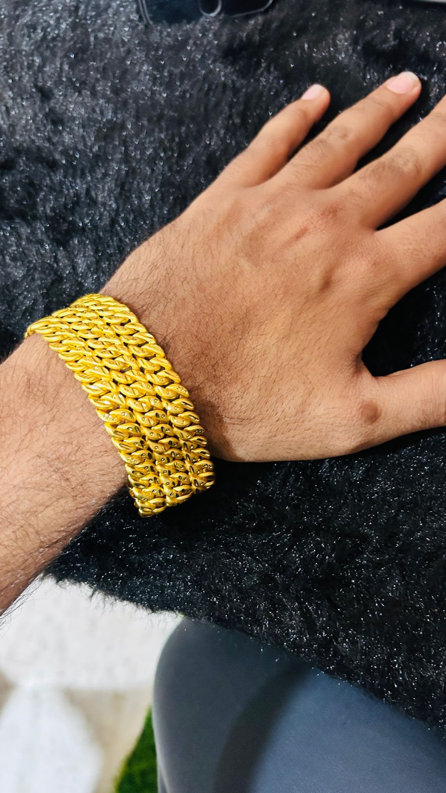 Gold Plated 3 Line Pokal Bracelet for Men 👑 Bold Design , Gold Finishing