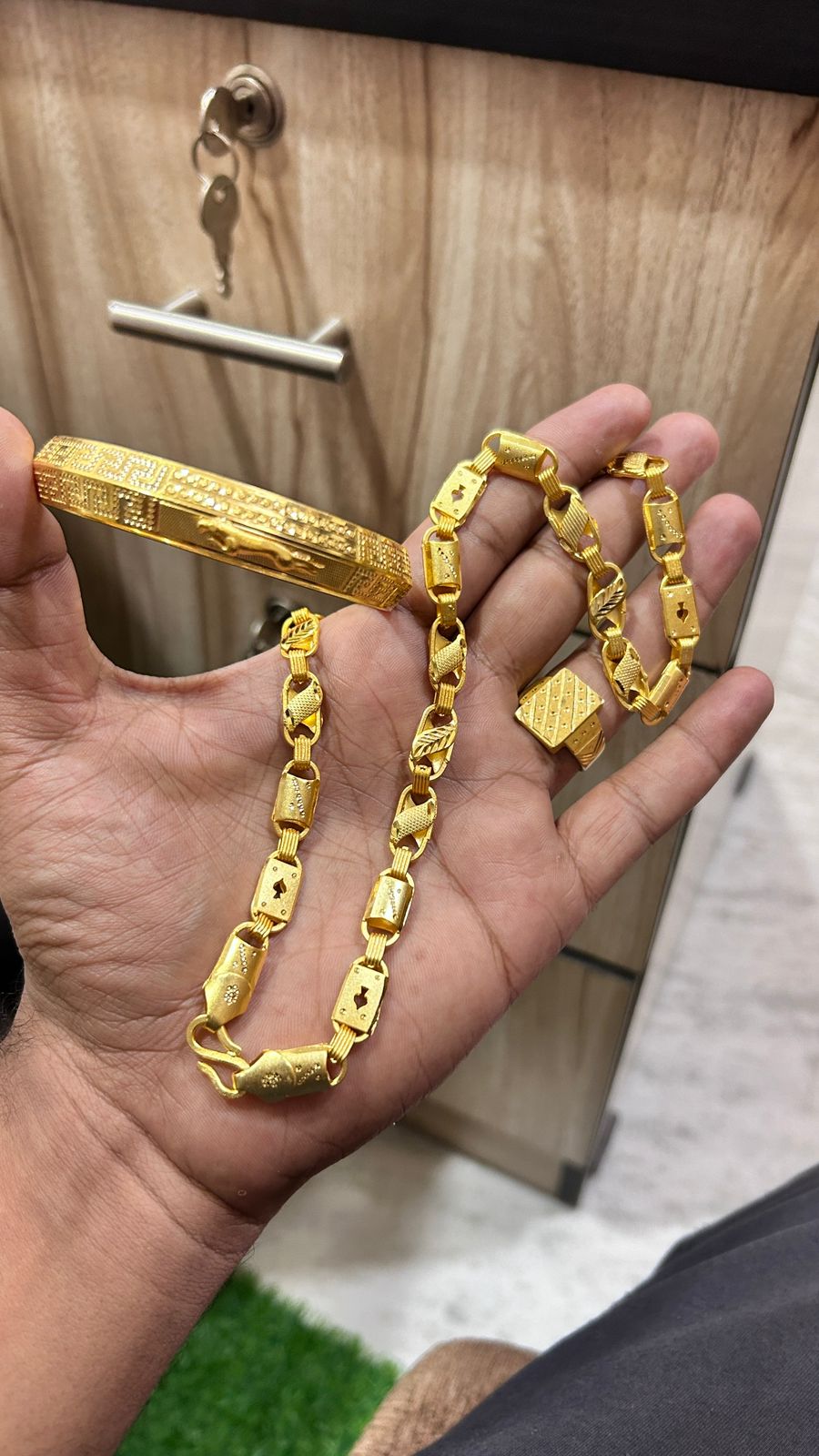 Premium Kada, Chain & Biscuit Ring Combo Set for Men ✨🔥