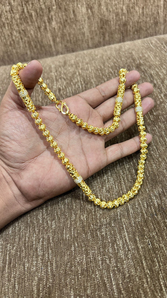 Royal Gold Plated Casting Slim Gajra Chain For Men 👑