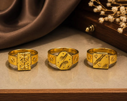 Premium Gold Plated Men’s Ring Combo (Pack of 3)