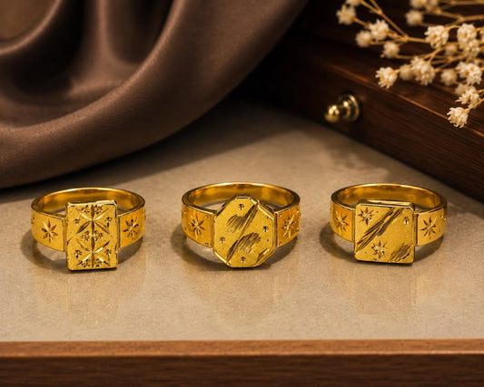 Premium Gold Plated Men’s Ring Combo (Pack of 3)
